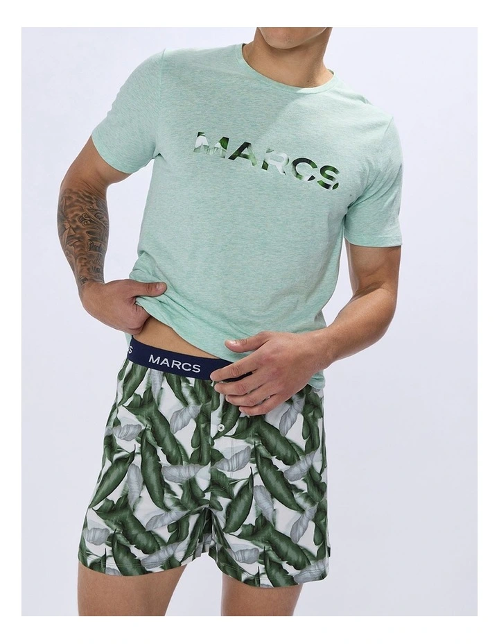 Hot Tropics! Pj Short Set in Green Multi image 2