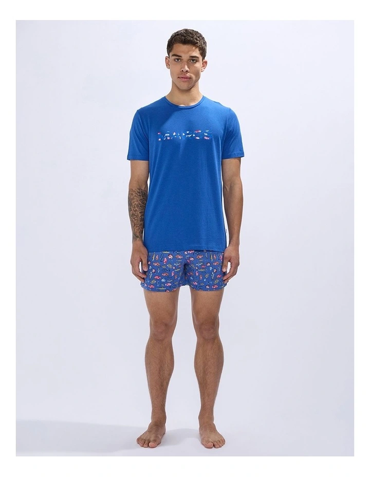 Sea La Vie Pj Short Set in Blue Multi image 4