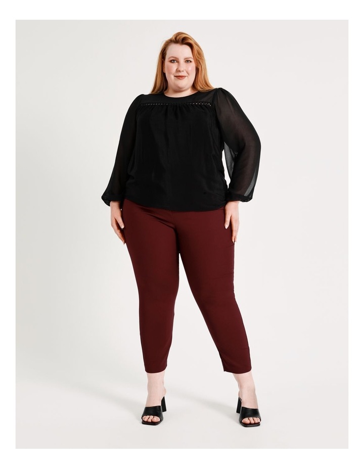 Helena High Rise Full Length Cotton Sateen Pants Burgundy