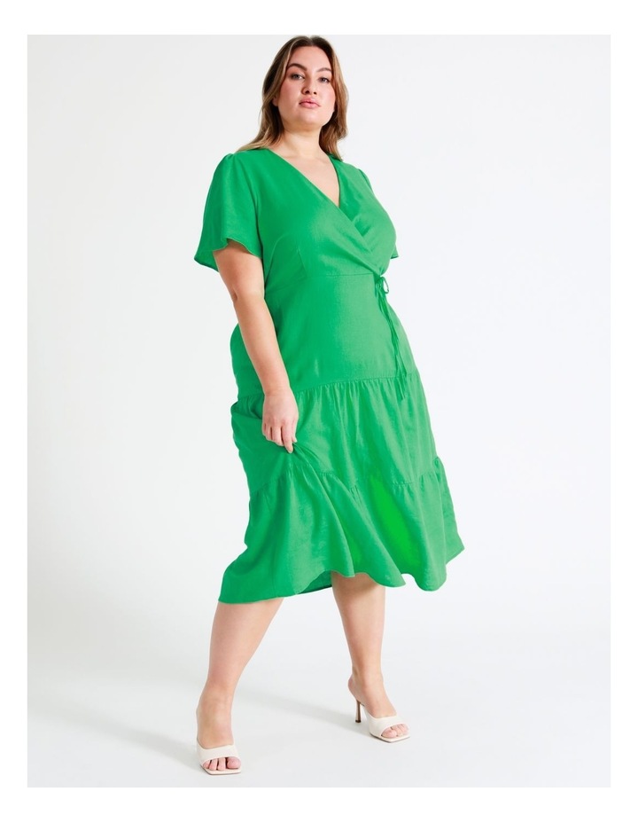 European Linen Tiered Wrap Midi Dress in