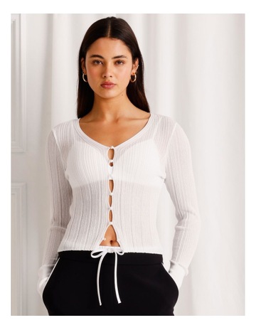 【yoBIOTOP】Sheer rib short cardigan White yo biotop Sheer rib short cardiganの通販 by k｜ラクマ