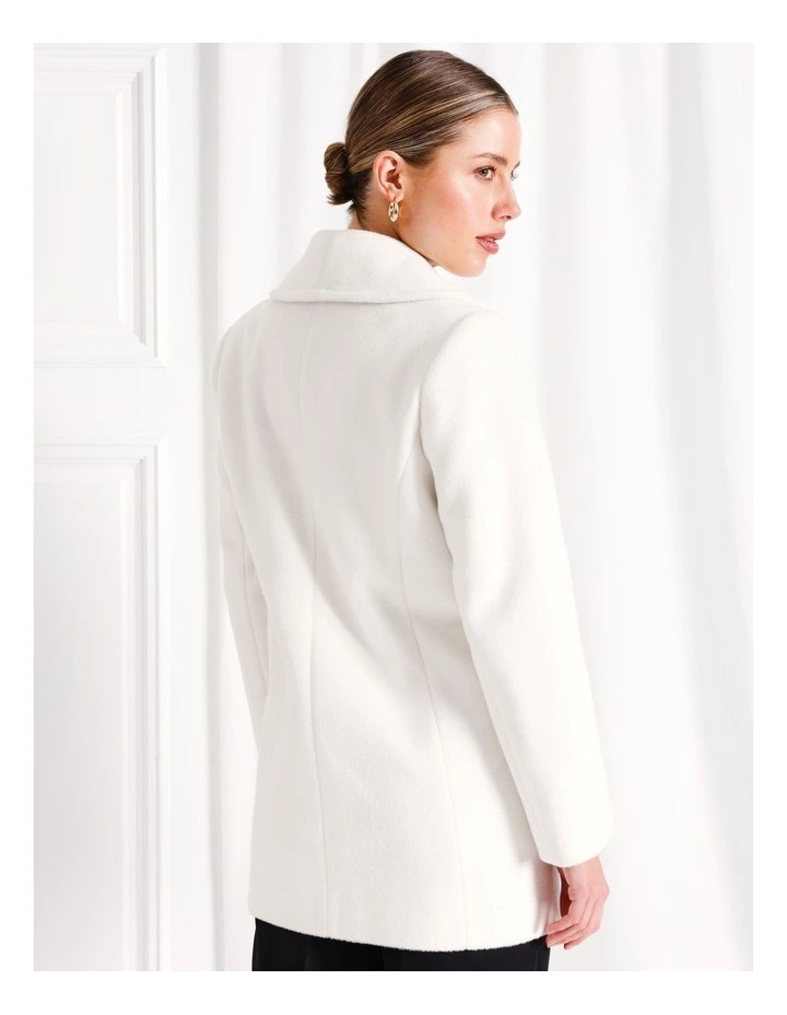 Brushed Shawl Collar Coat in White image 6