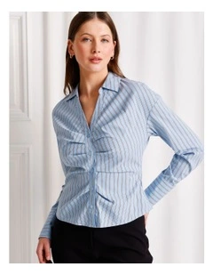 Stripe Poplin Shirt in Blue