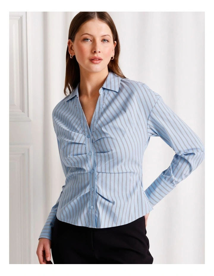 Stripe Poplin Shirt in Blue image 1
