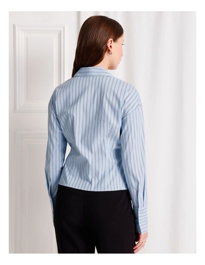 Stripe Poplin Shirt in Blue image 5