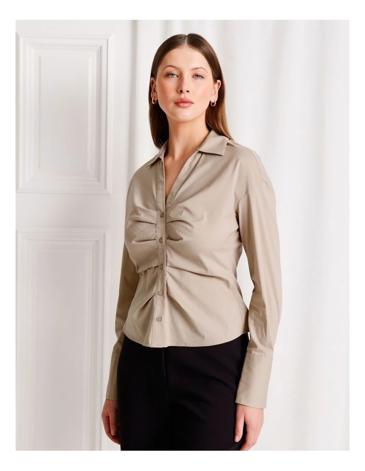 Poplin Shirt in Taupe image 3
