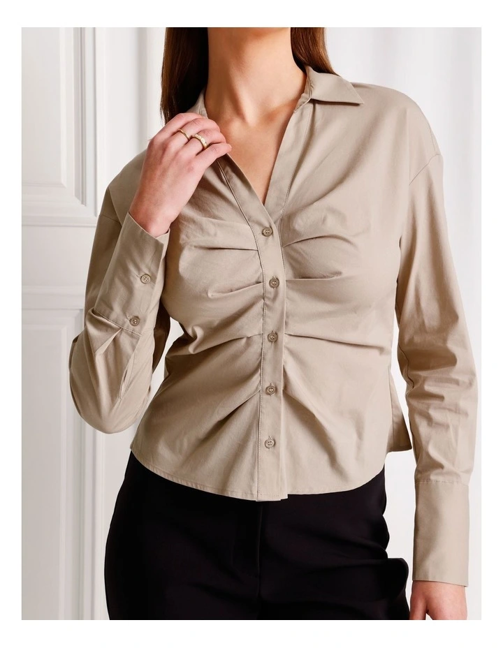 Poplin Shirt in Taupe image 5