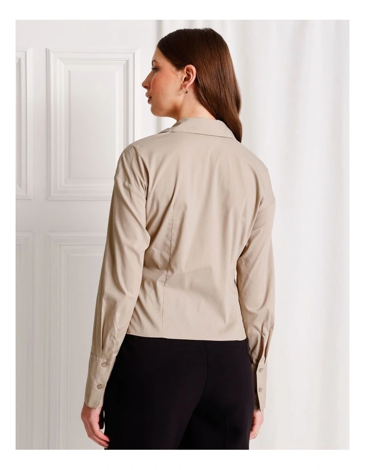 Poplin Shirt in Taupe image 6