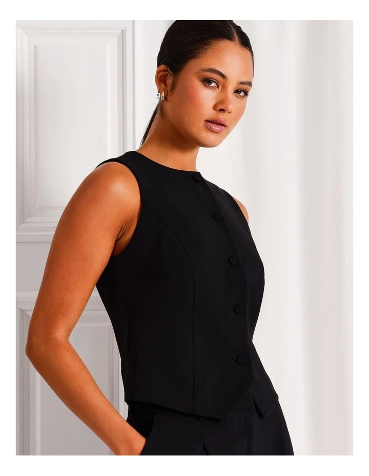 Boat Neck Vest in Black image 2