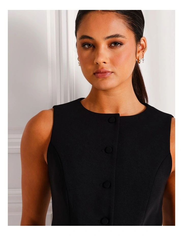 Boat Neck Vest in Black image 4