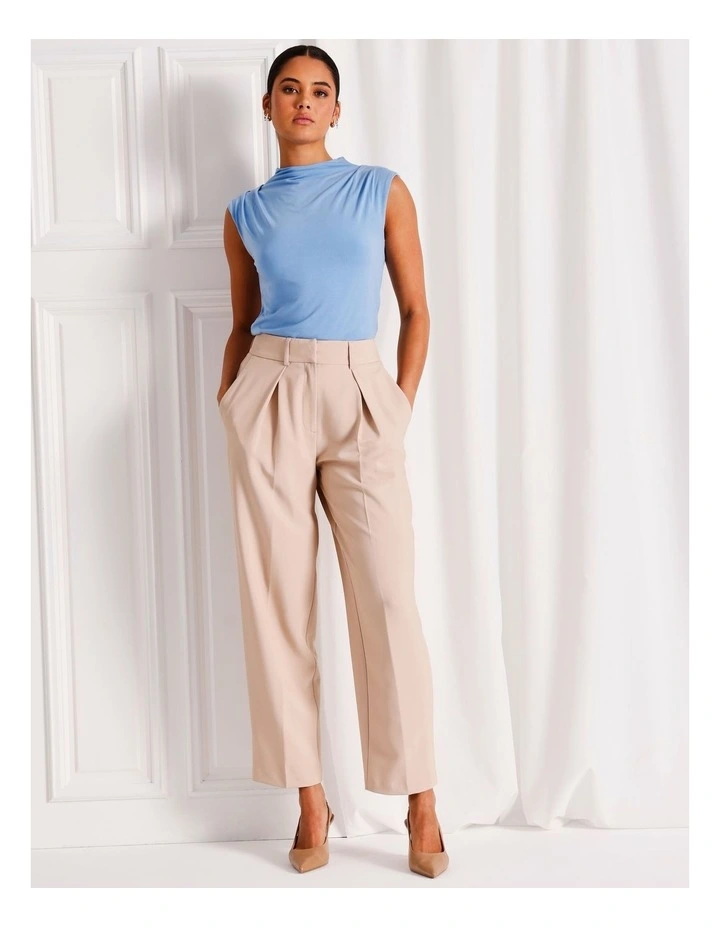 Soft Jersey High Neck Drape Top in Cornflower image 3