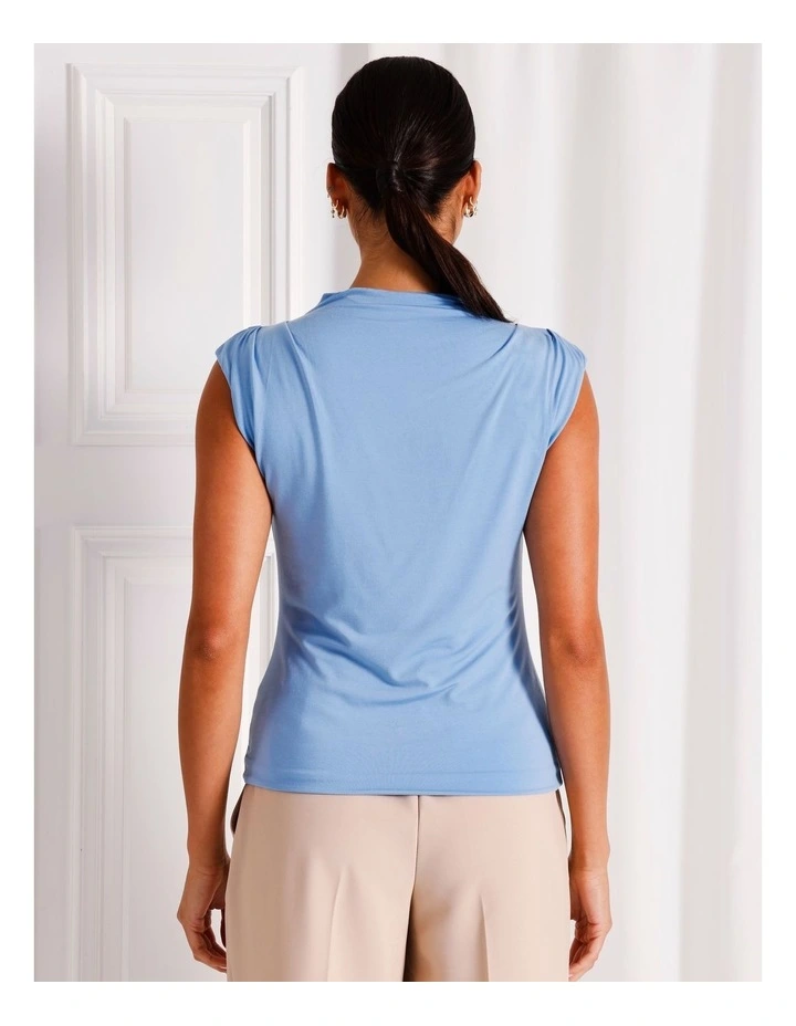 Soft Jersey High Neck Drape Top in Cornflower image 6