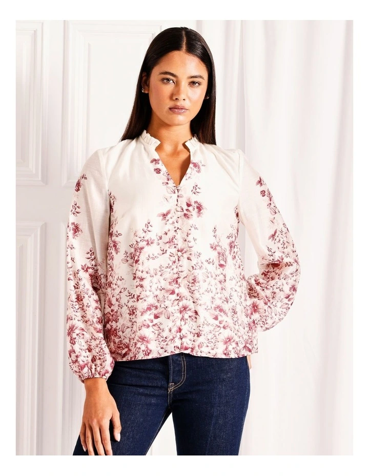 Long Sleeve Blouse in Mauvewood Floral image 1