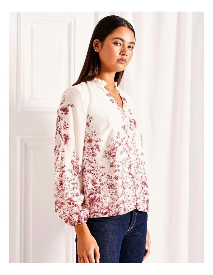 Long Sleeve Blouse in Mauvewood Floral image 3