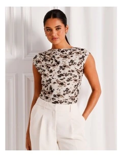 Draped Mesh Short Sleeve Top in Assorted