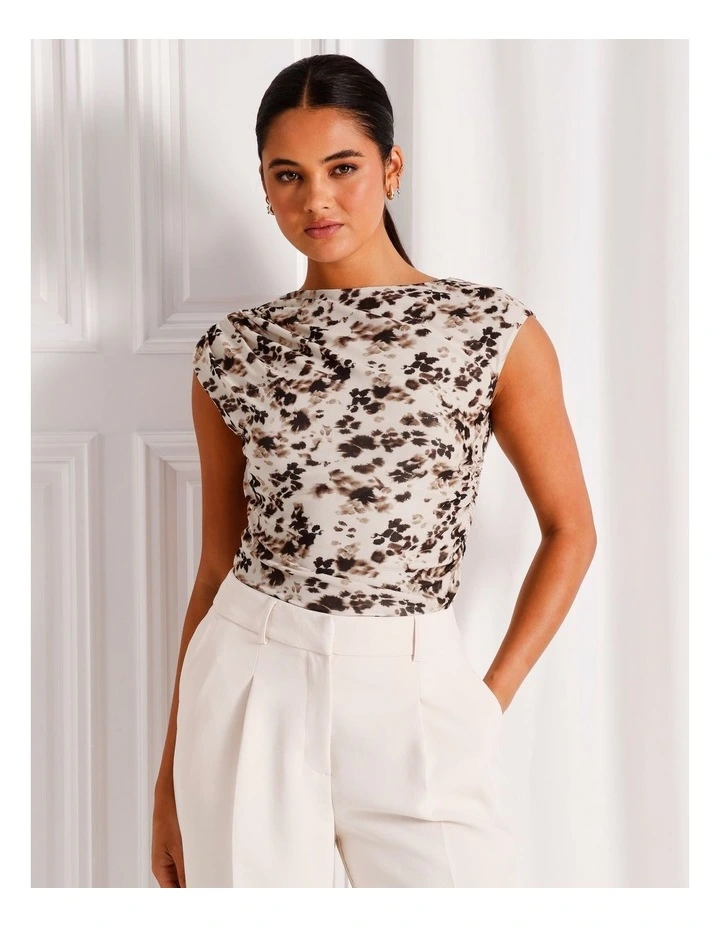 Draped Mesh Short Sleeve Top in Assorted image 1