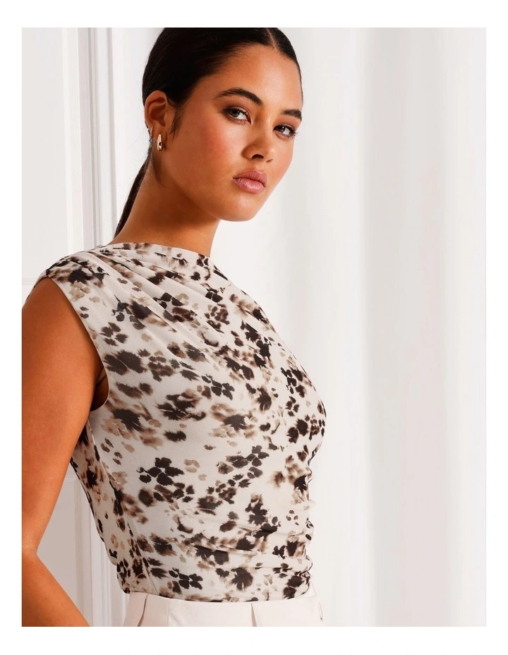 Draped Mesh Short Sleeve Top in Assorted image 2