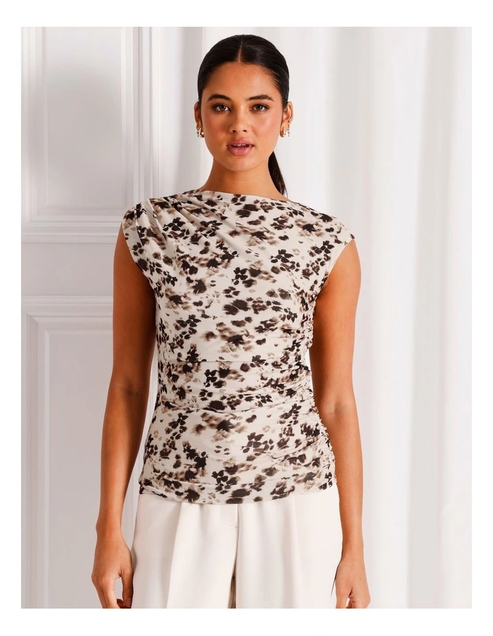 Draped Mesh Short Sleeve Top in Assorted image 5