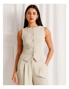 Boat Neck Vest in Stone