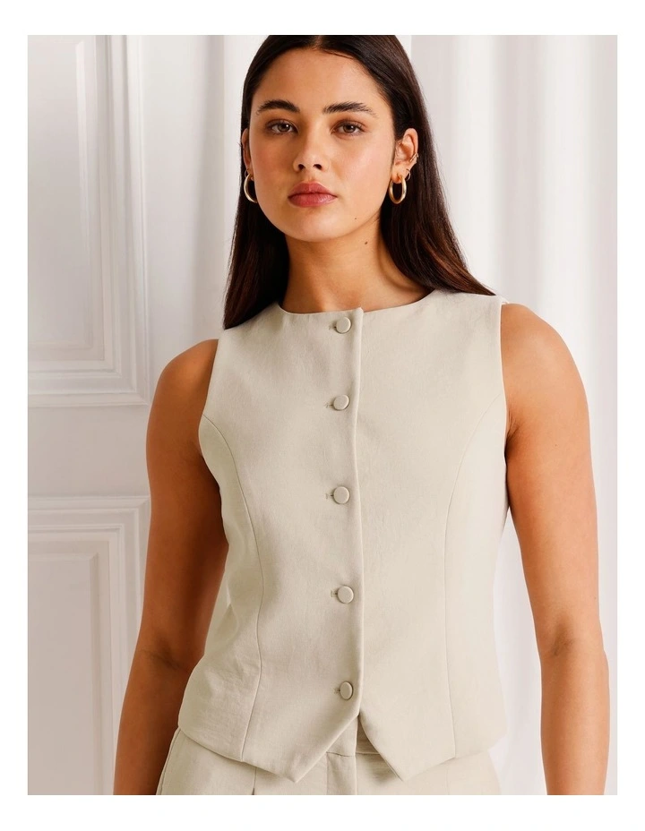 Boat Neck Vest in Stone image 3