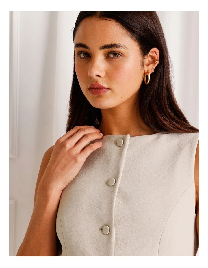 Boat Neck Vest in Stone