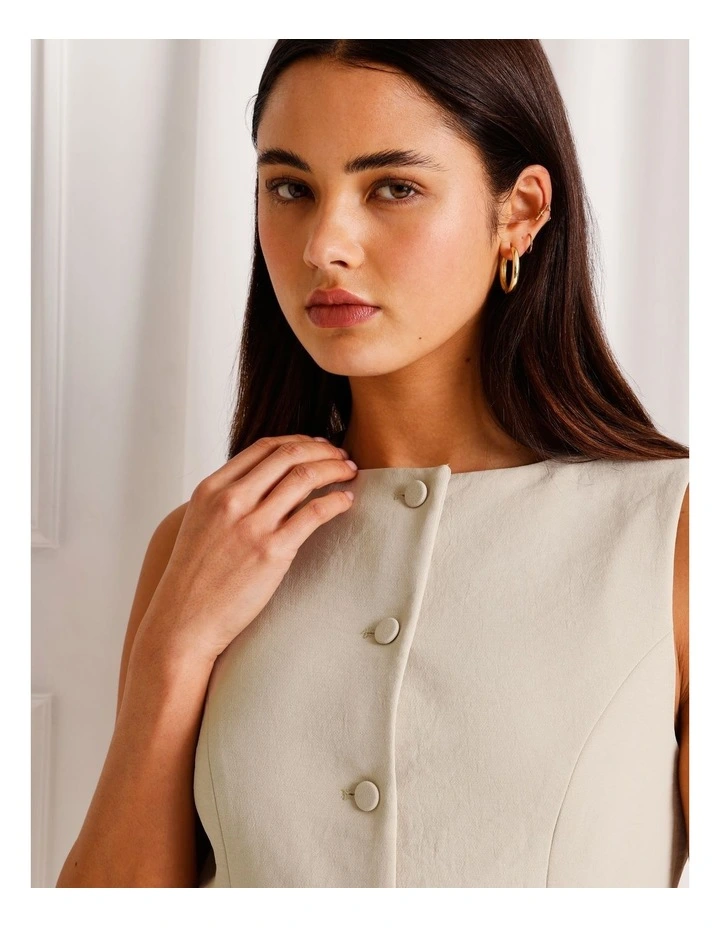 Boat Neck Vest in Stone image 4