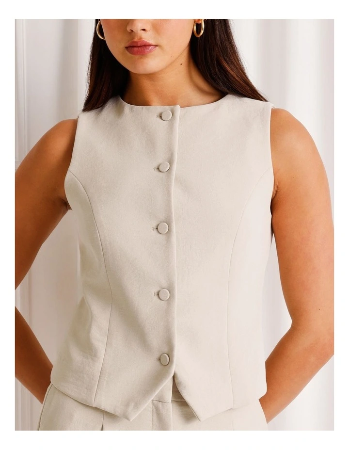 Boat Neck Vest in Stone image 6
