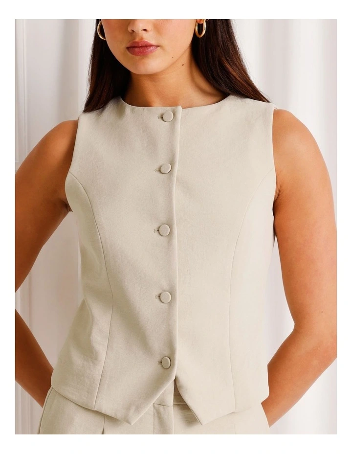 Boat Neck Vest in Stone image 6