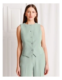 Boat Neck Vest in Jade