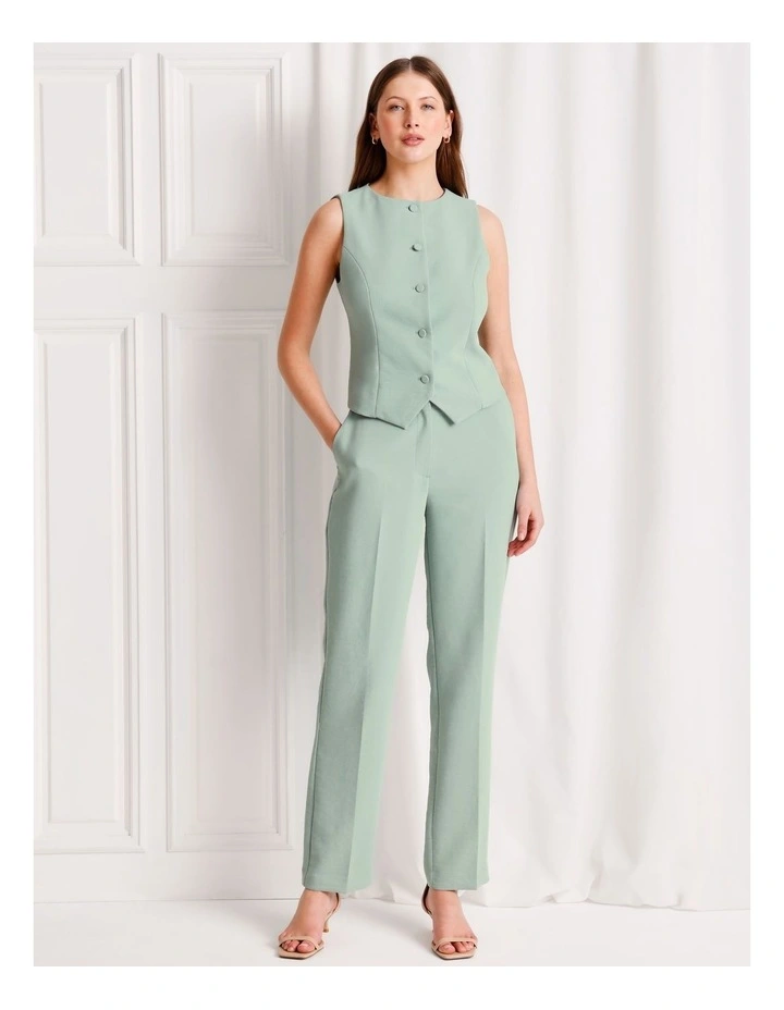 Boat Neck Vest in Jade image 2