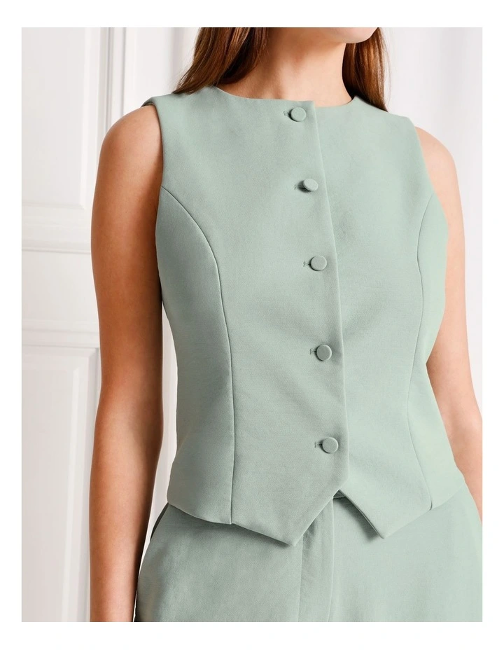 Boat Neck Vest in Jade image 4
