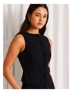 Boat Neck Vest in Black