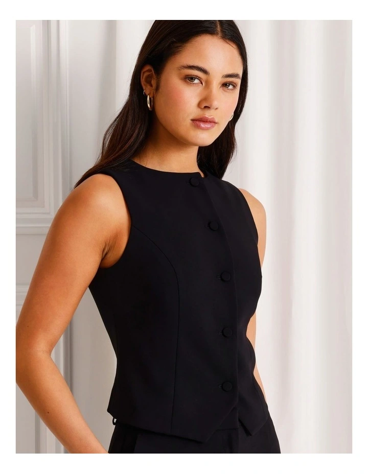 Boat Neck Vest in Black image 1