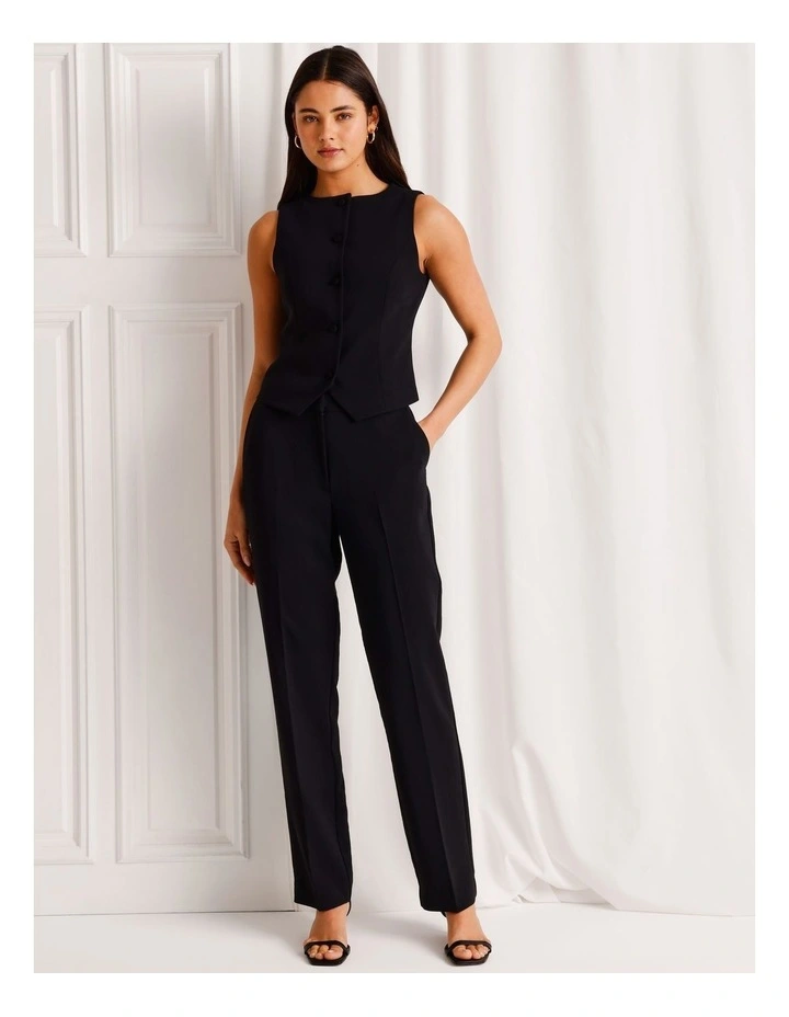 Boat Neck Vest in Black image 2