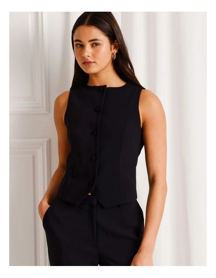 Boat Neck Vest in Black image 3