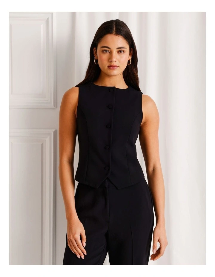 Boat Neck Vest in Black image 5