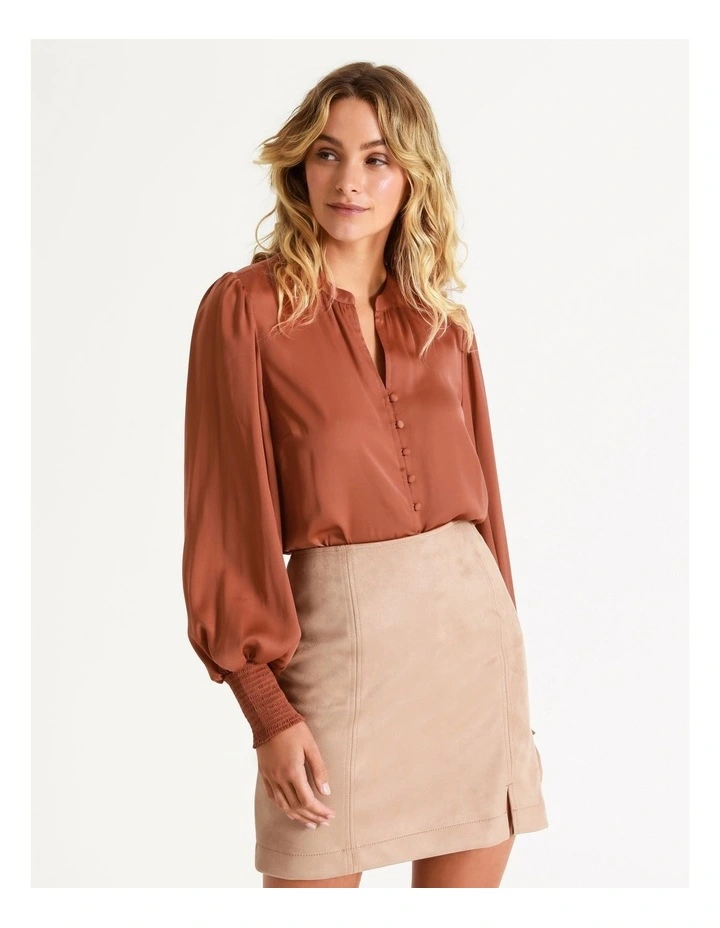 Satin blouse button down clearance