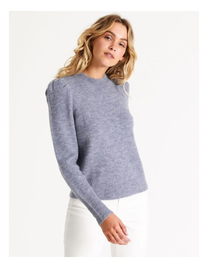 Lofty puff sleeve crew sweater Clearance