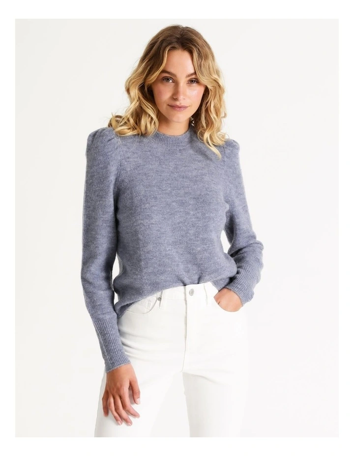 Lofty puff sleeve crew sweater Clearance