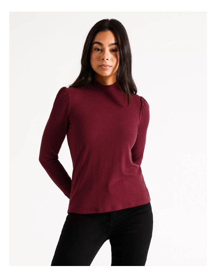 Tokito High Neck Rib Long Sleeve Top In Berry | MYER Tokito High Neck Rib Long Sleeve Top In Berry | MYER