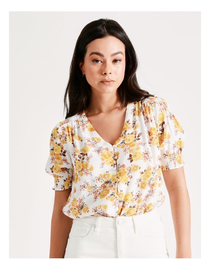 Puff Sleeve Button Front Top In