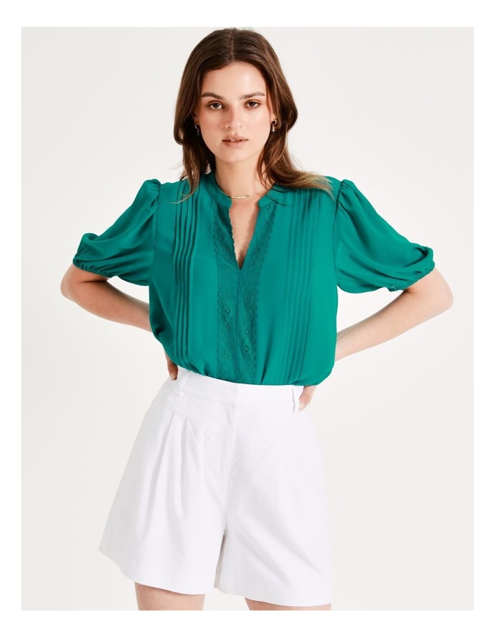 Recycled Blend Pintuck Lace Detail Blouse in