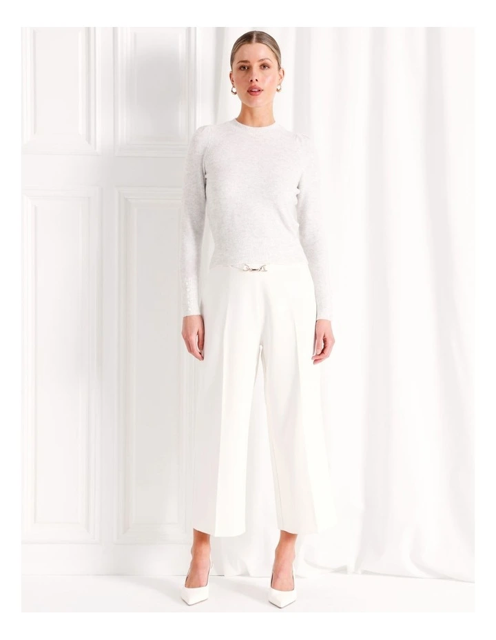 Belted Culotte Pant in White image 3