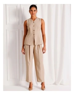 Pleat Front Tapered Pant in Stone