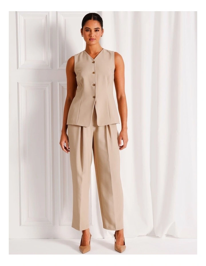 Pleat Front Tapered Pant in Stone image 1