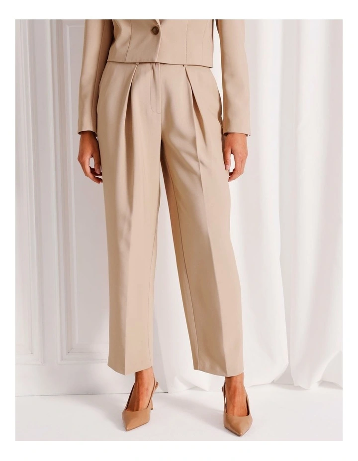 Pleat Front Tapered Pant in Stone image 2