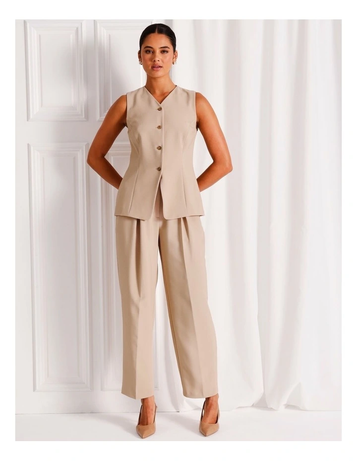 Pleat Front Tapered Pant in Stone image 5
