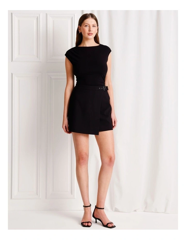 Buckle Wrap Mini Skirt in Black image 3
