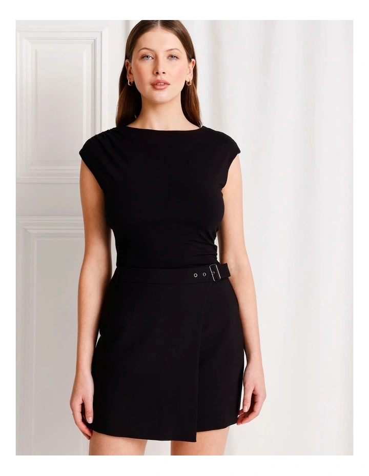 Buckle Wrap Mini Skirt in Black image 4