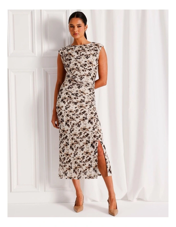 Mesh Short Sleeve Midi Dress in Assorted image 1